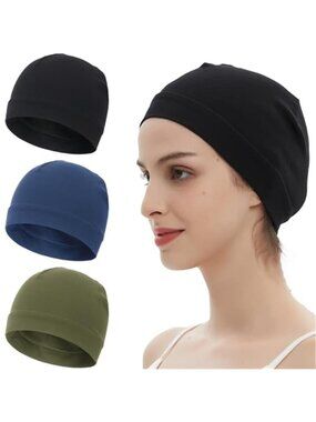 Cotton Skull Cap Beanie Soft Sleep Hat Chemo Headwear Helmet Liner Stretch